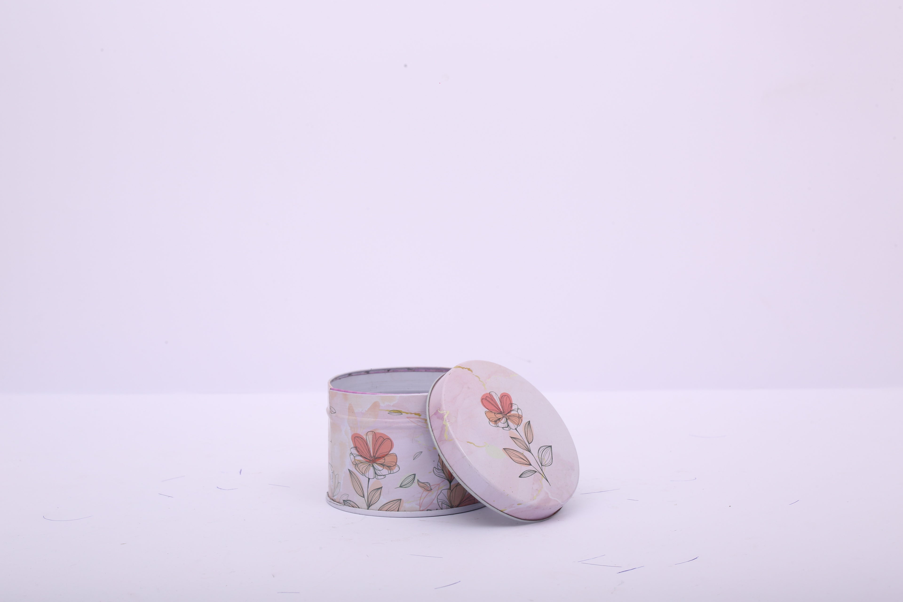 Round Tin Gift Box – Artistic Flowers | Gift & Candle Container