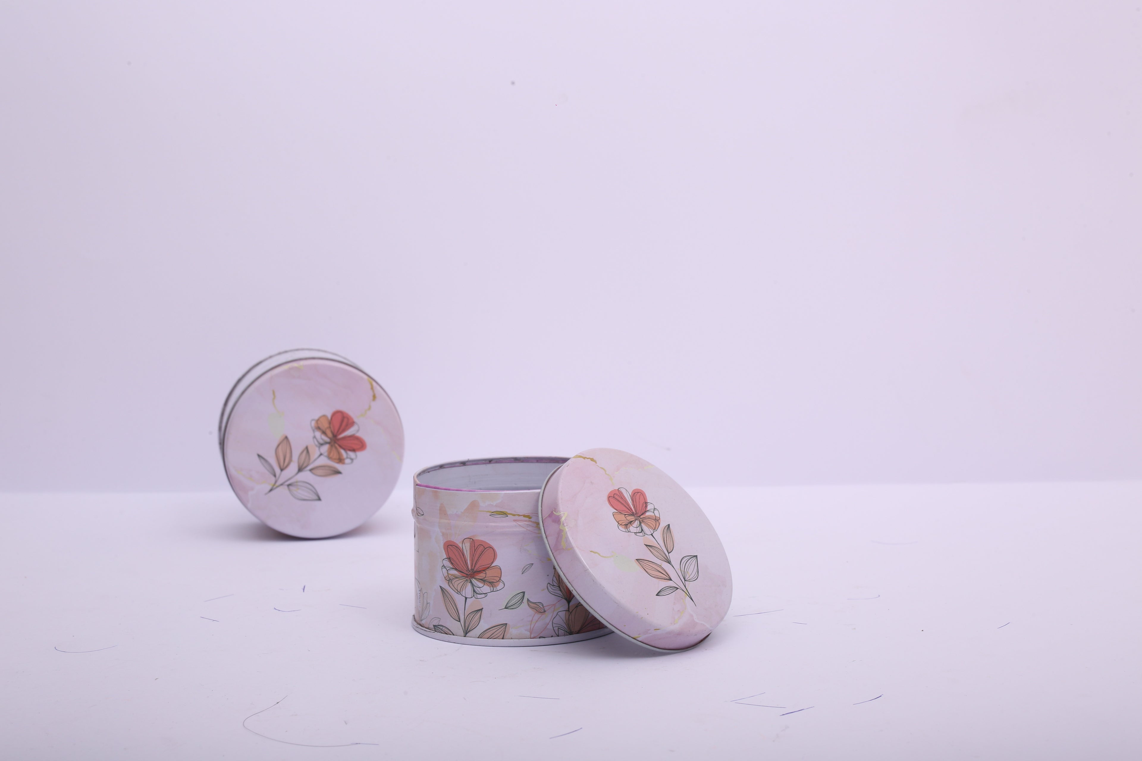 Round Tin Gift Box – Artistic Flowers | Gift & Candle Container