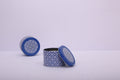 Round Tin Gift Box – Blue Pattern | Gift & Candle Container