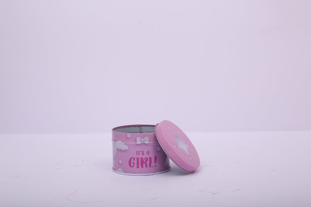 Round Tin Gift Box – It's a Girl | Gift & Candle Container