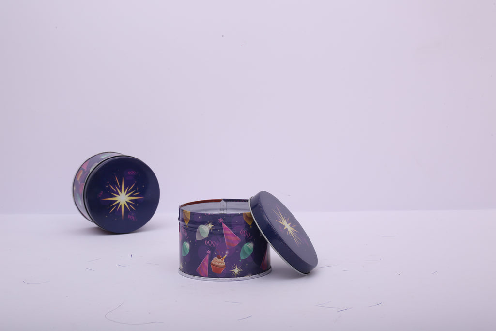Round Tin Gift Box – Birthday Design | Candle & Gift Container