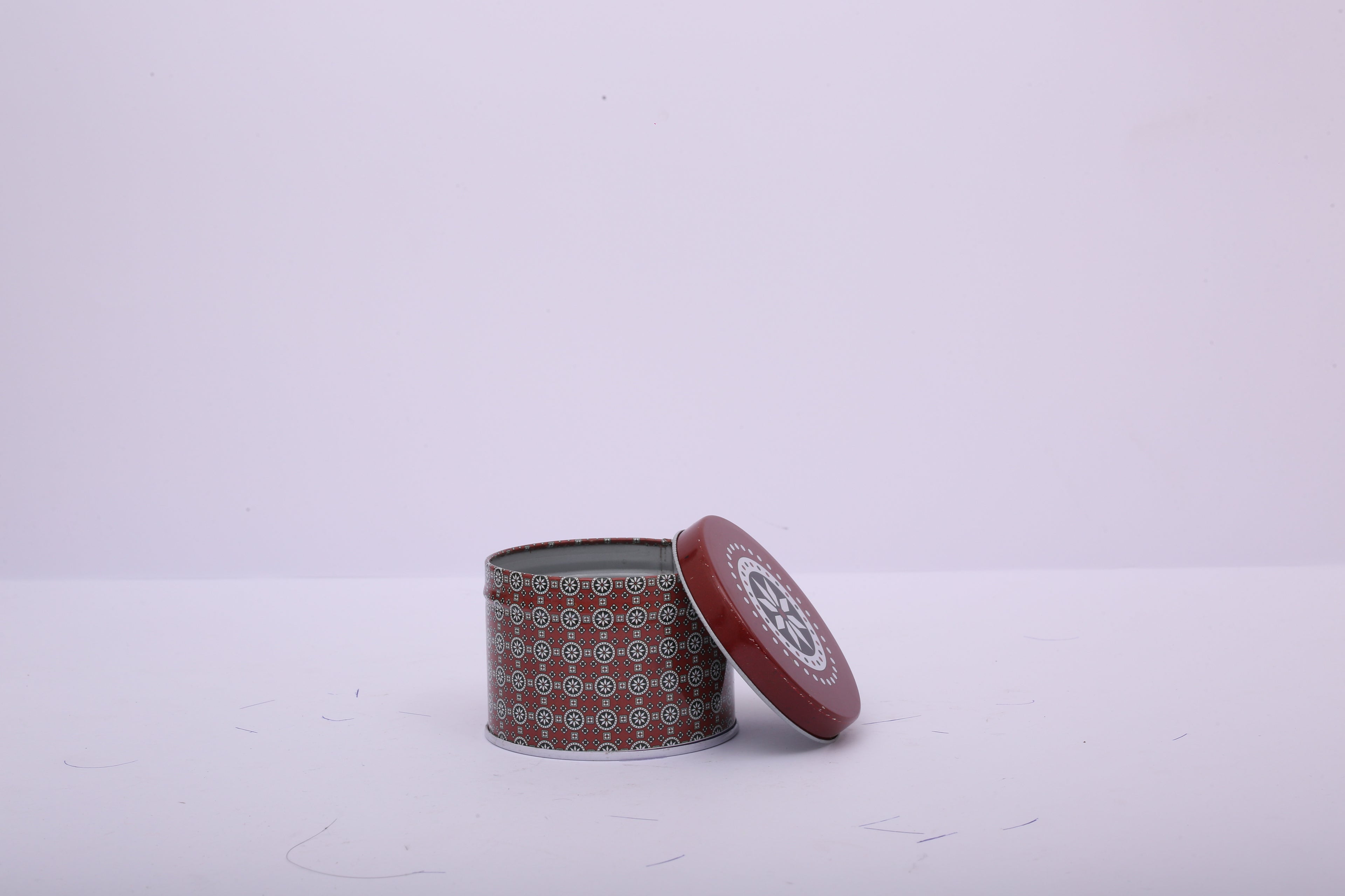 Round Tin Gift Box – Sindhi Ajrak | Gift & Candle Container