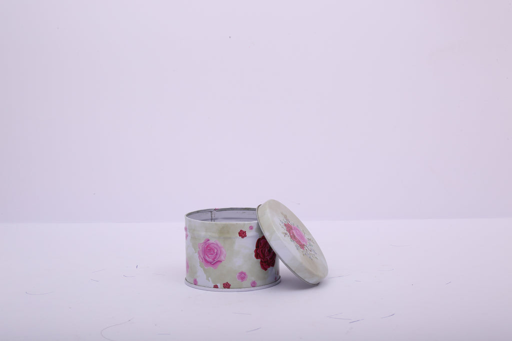Round Tin Gift Box – Romantic Pink Roses | Gift & Candle Container